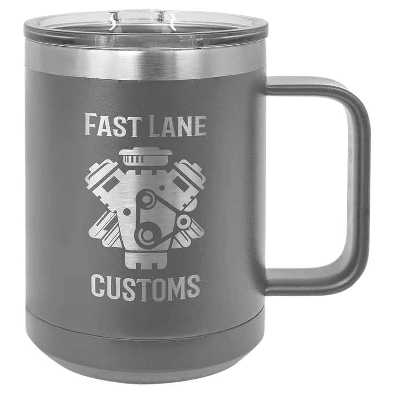 LCM110, 15 oz Mug with handle, engraved example