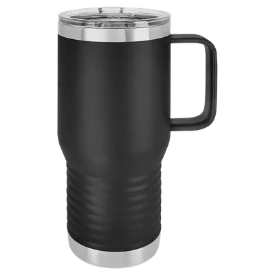 20 oz Travel mug with handle, Black, unengraved