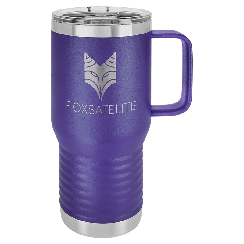 LCM209, 20 oz Travel mug with handle, engraved example