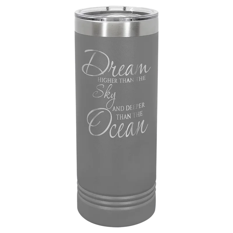 LTM7010, 22 oz Skinny tumbler, engraved example