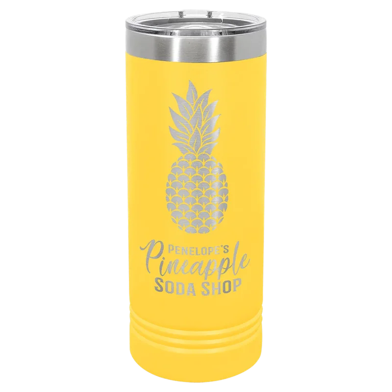 LTM7016, 22 oz Skinny tumbler, engraved example
