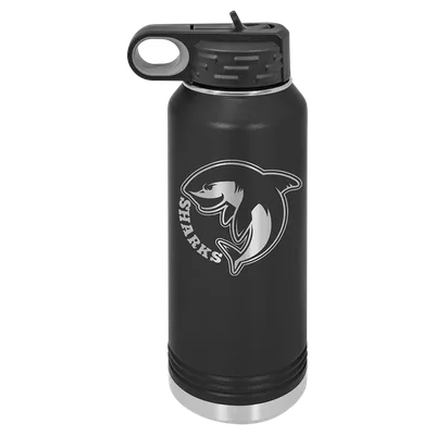32 oz Water bottle, Black, engraved example