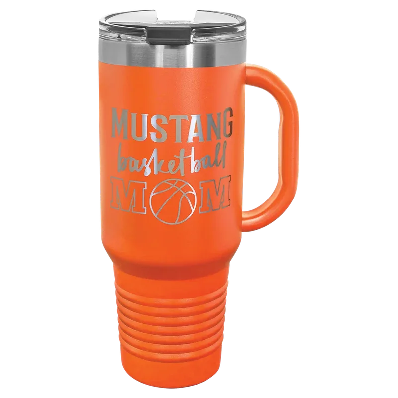 LTM7412, 40 oz Travel tumbler with handle, engraved example