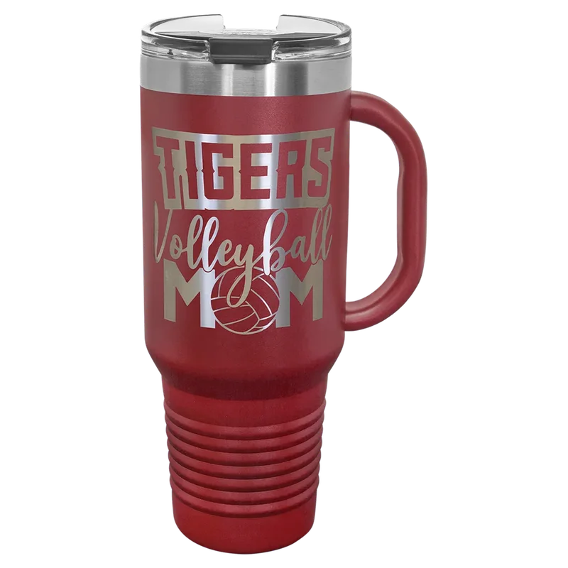LTM7413, 40 oz Travel tumbler with handle, engraved example