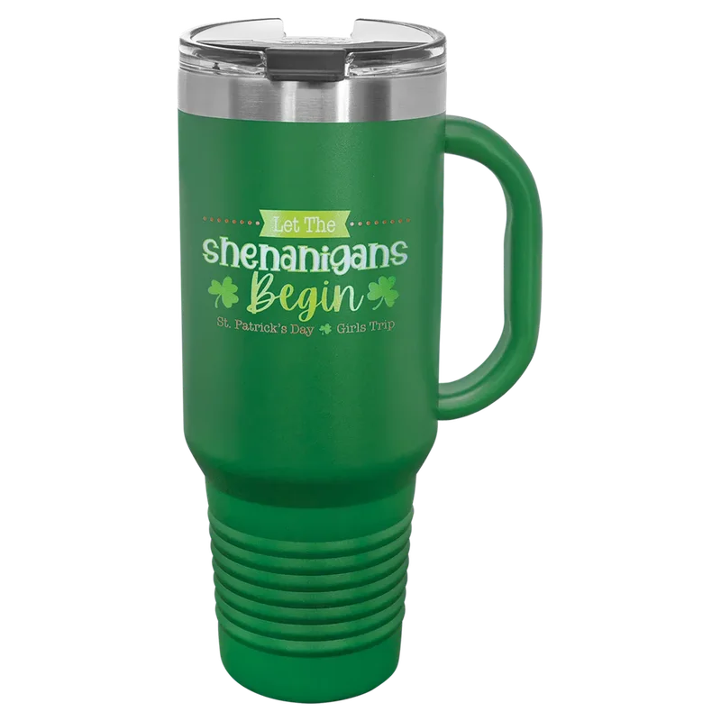 LTM7414, 40 oz Travel tumbler with handle, engraved example