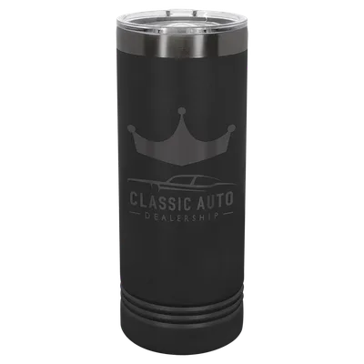 22 oz Skinny tumbler, Black, engraved example