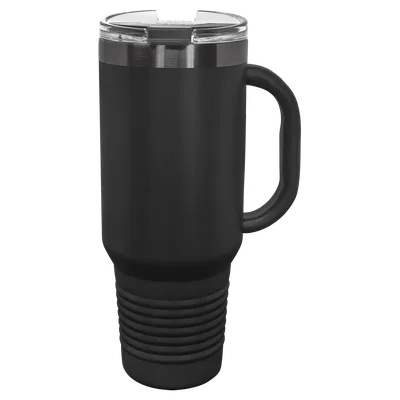 40 oz Travel mug with handle, Black, unengraved