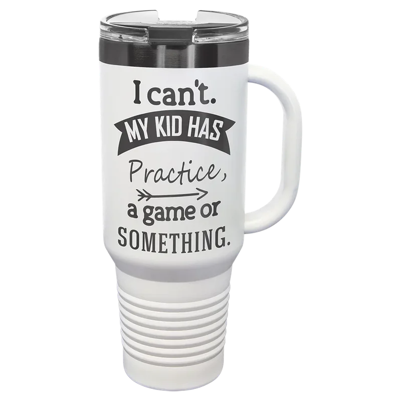 LTM7431, 40 oz Travel mug with handle, engraved example