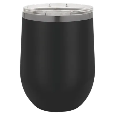 12 oz Stemless wine tumbler, Black, unengraved