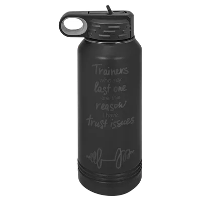 32 oz Water bottle, Black, engraved example