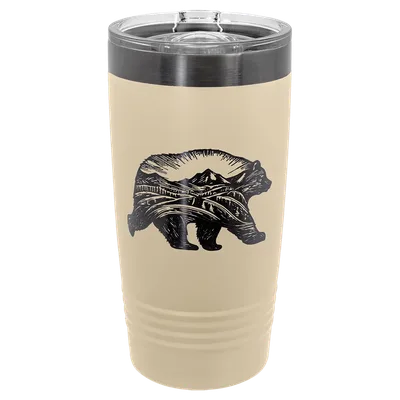 20 oz Tumbler, Warm Sand, engraved example
