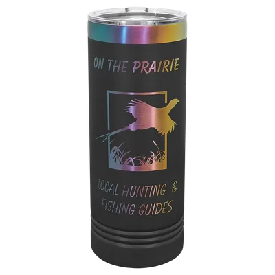 22 oz Skinny tumbler, Black, engraved example