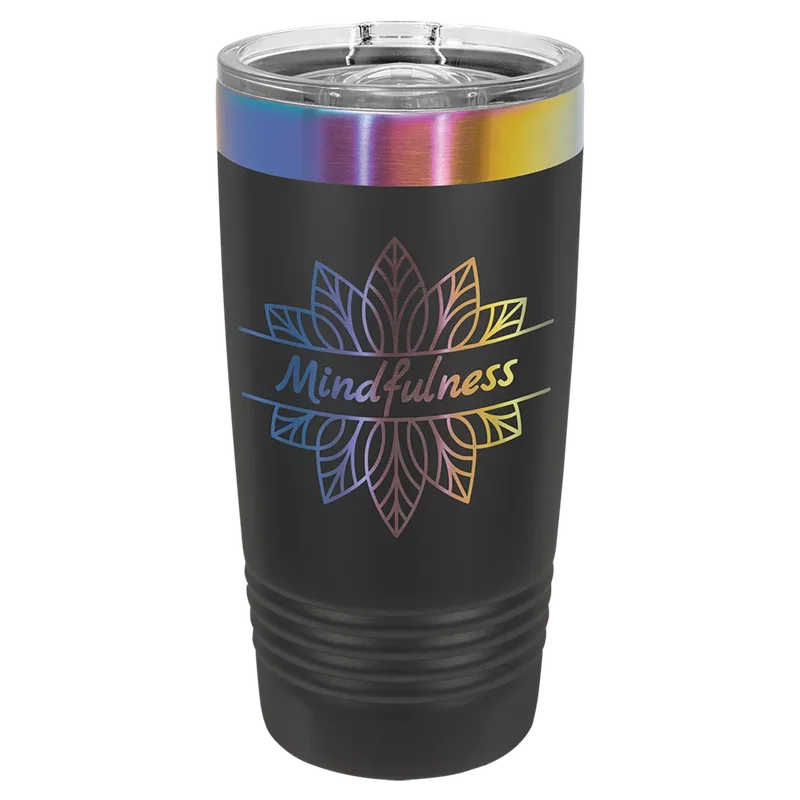 Engraved Prism ION tumbler with a colorful Mindfulness design