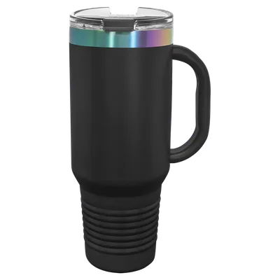 40 oz Travel mug with handle, Black, unengraved