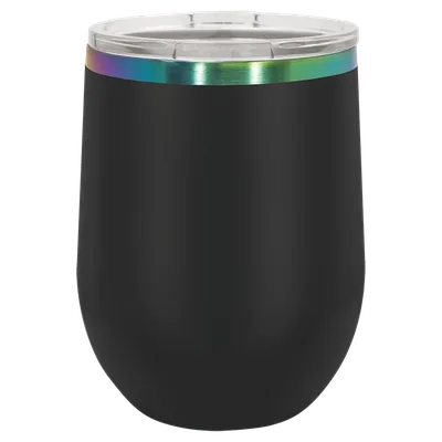 12 oz Stemless wine tumbler, Black, unengraved
