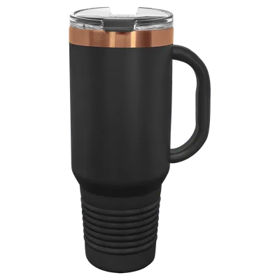 40 oz Travel mug with handle, Black, unengraved