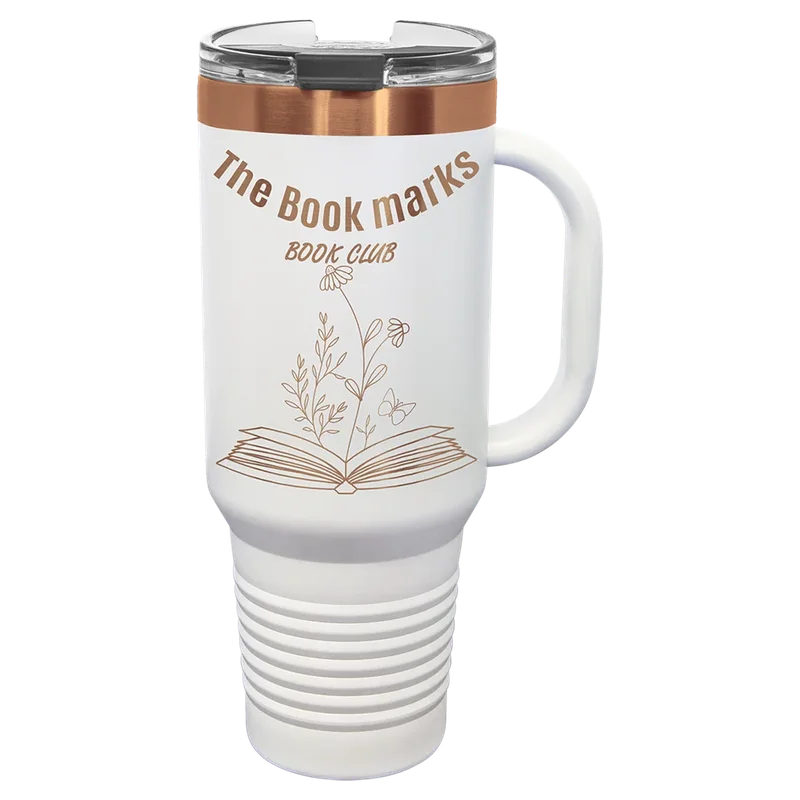 LTM7471, 40 oz Travel mug with handle, engraved example