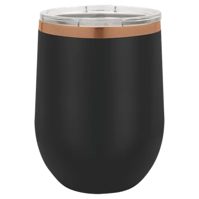 12 oz Stemless wine tumbler, Black, unengraved