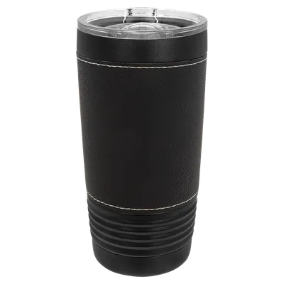 20 oz Leatherette tumbler, Black / Silver, unengraved