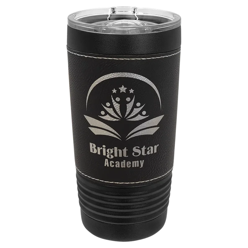 LTM5251, 20 oz Leatherette tumbler, engraved example