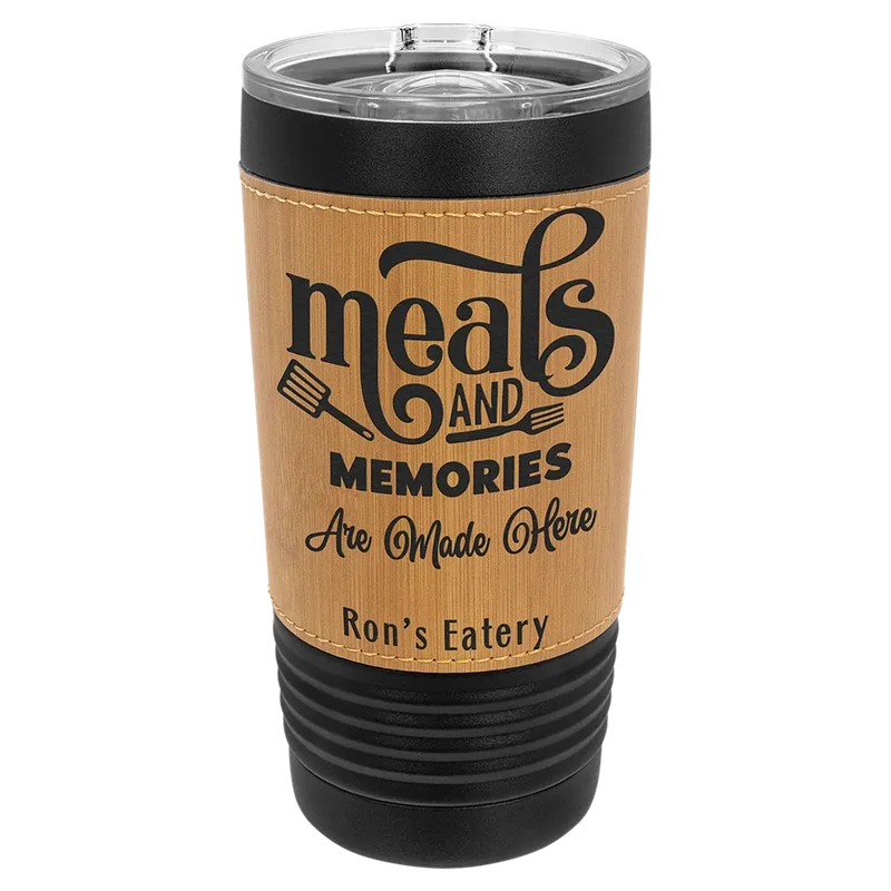 LTM5255, 20 oz Leatherette tumbler, engraved example