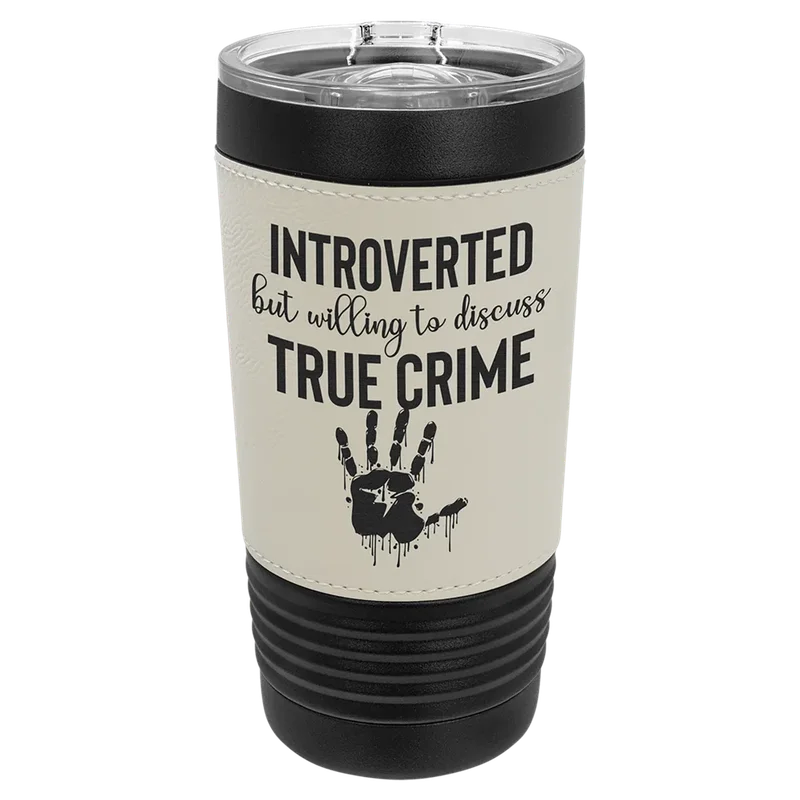 LTM5256, 20 oz Leatherette tumbler, engraved example