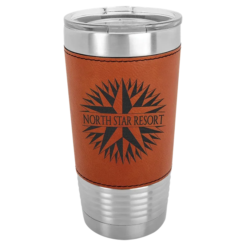 LTM5204, 20 oz Leatherette tumbler, engraved example