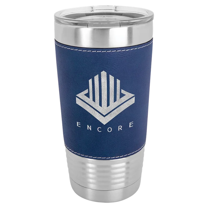 LTM5206, 20 oz Leatherette tumbler, engraved example