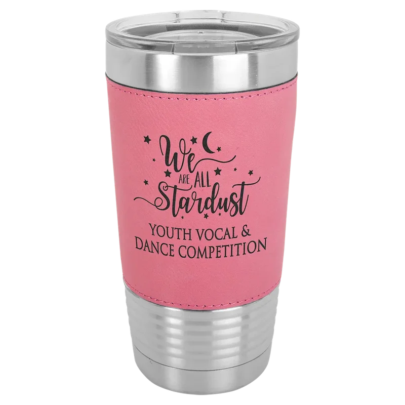 LTM5207, 20 oz Leatherette tumbler, engraved example