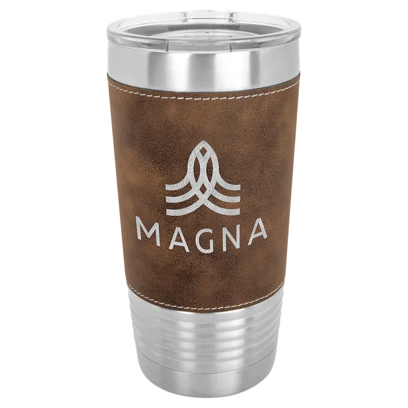 LTM5208, 20 oz Leatherette tumbler, engraved example