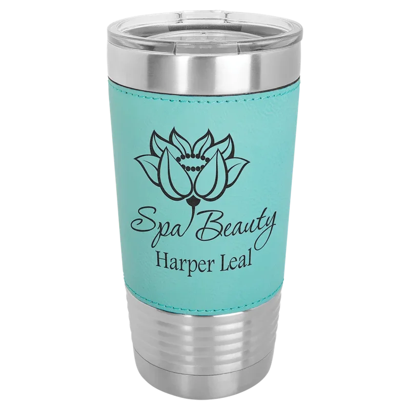 LTM5209, 20 oz Leatherette tumbler, engraved example