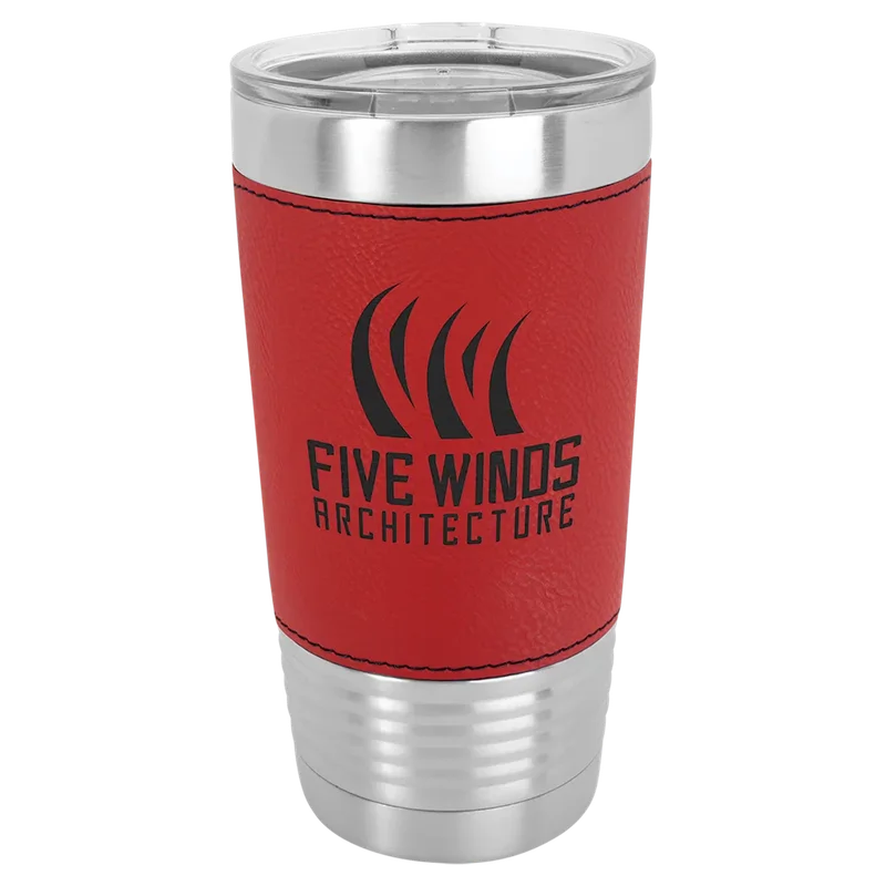 LTM5211, 20 oz Leatherette tumbler, engraved example