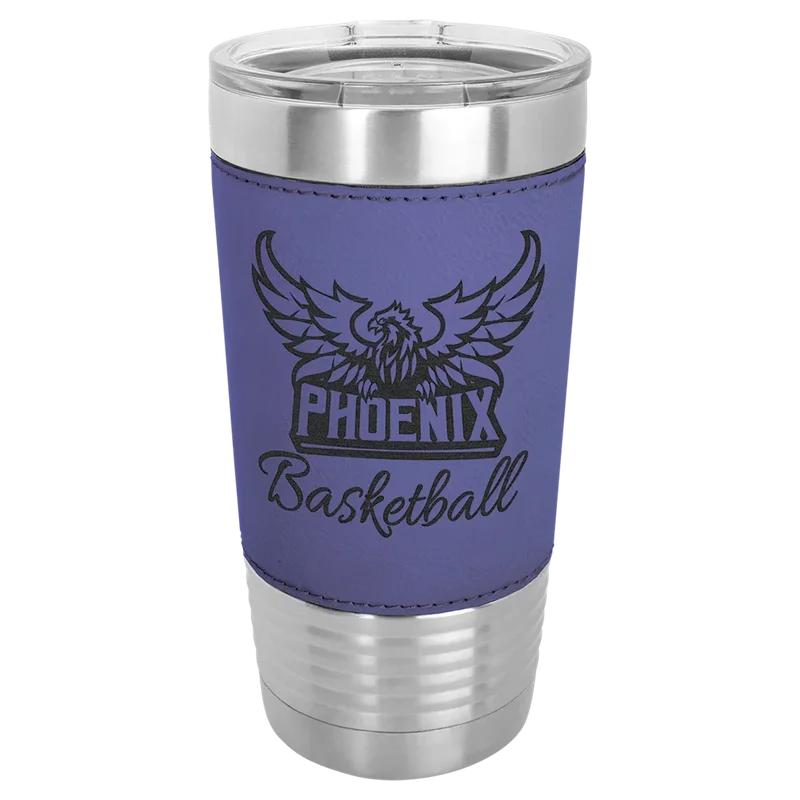 LTM5213, 20 oz Leatherette tumbler, engraved example