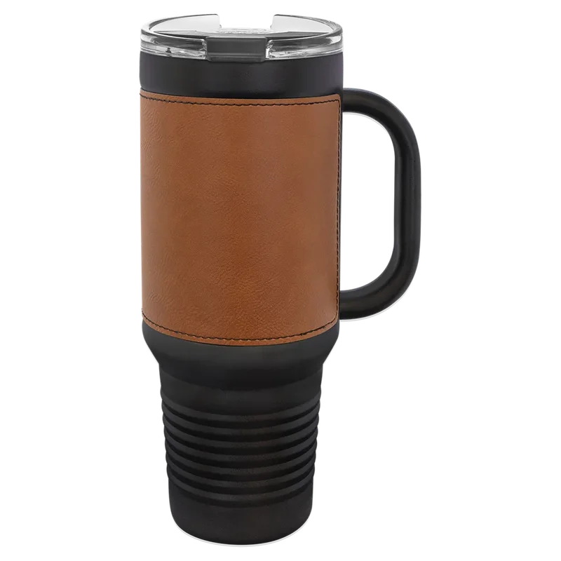 LTM7452, 40 oz Leatherette tumbler with handle, unengraved