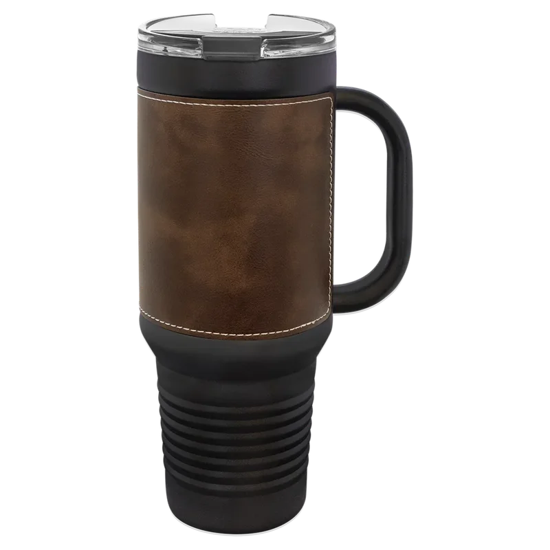 LTM7454, 40 oz Leatherette tumbler with handle, unengraved