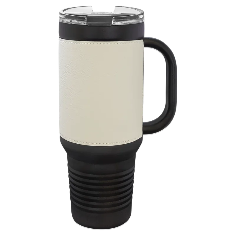 LTM7456, 40 oz Leatherette tumbler with handle, unengraved