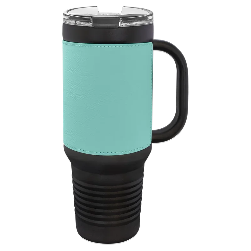 LTM7458, 40 oz Leatherette tumbler with handle, unengraved