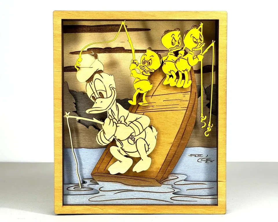 Mc Duck Fishing multi layered wall art