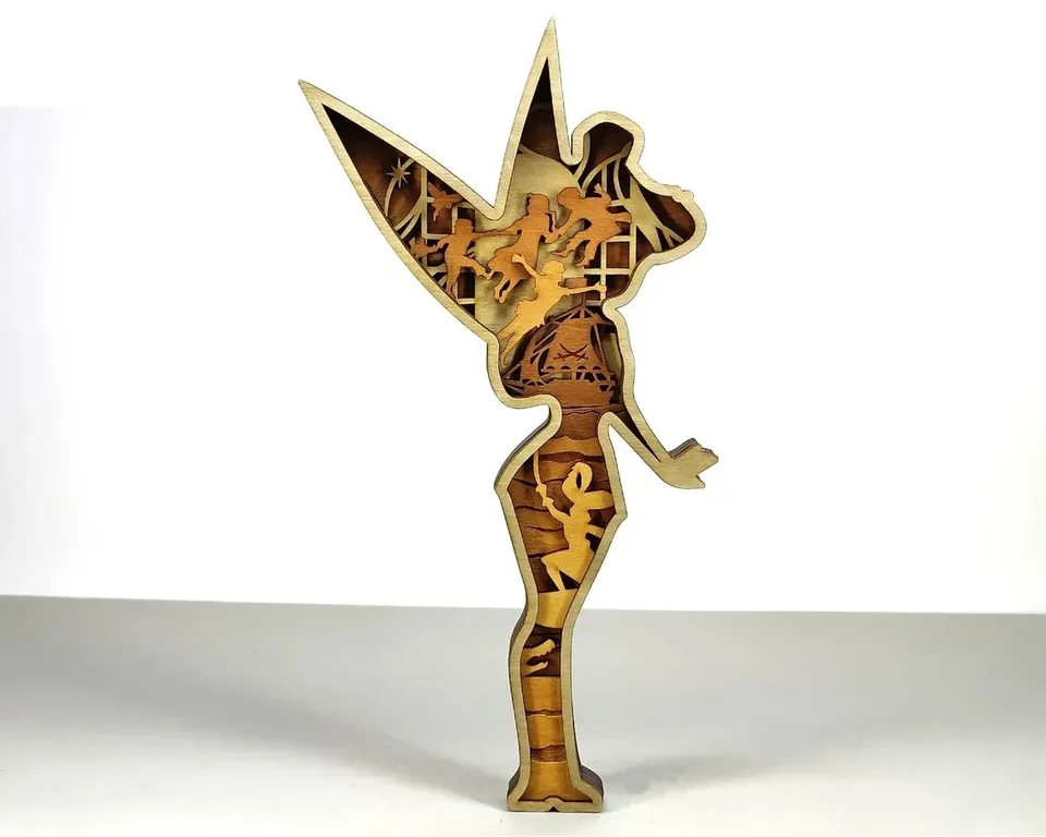 Tinkerbell Silhouette multi layered wall art