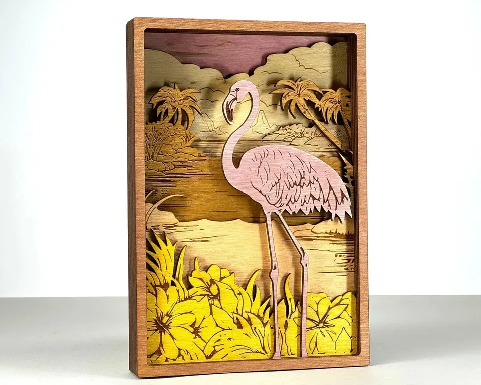 Flamingo multi layered wall art