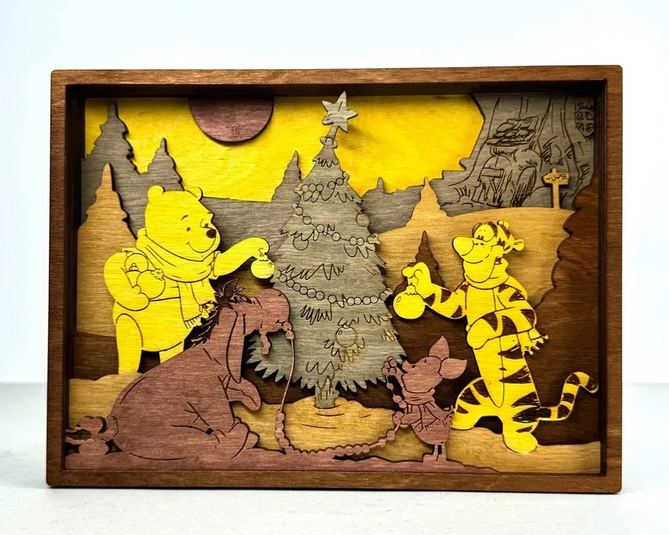 Winnie Christmas multi layered wall art