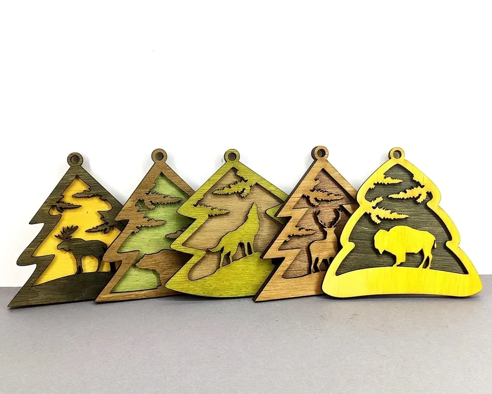 Christmas Ornaments Animals multi layered wall art