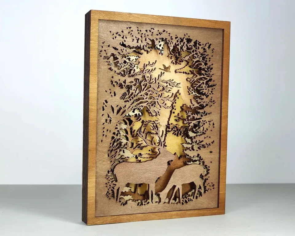 Deers Scene multi layered wall art