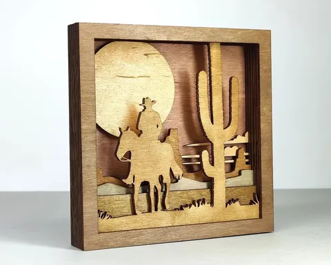 Cowboy Scene layered-art product photo