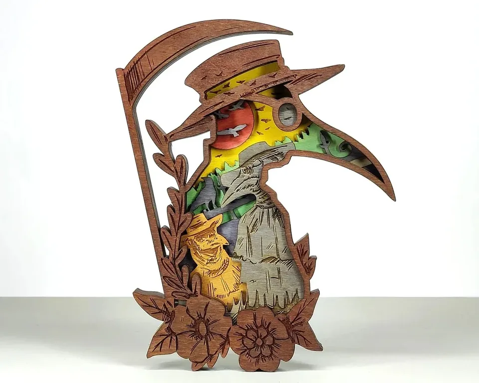 Plague Doctor multi layered wall art