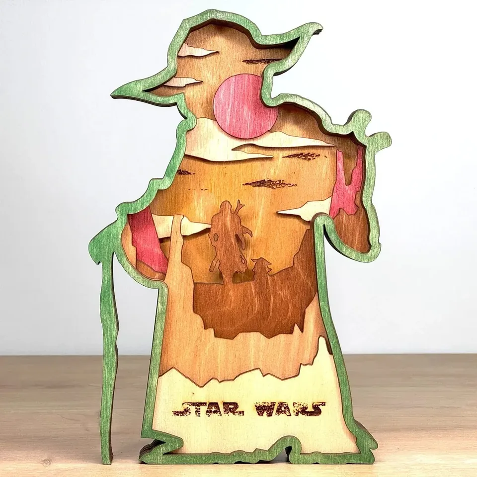 Baby Yoda multi layered wall art