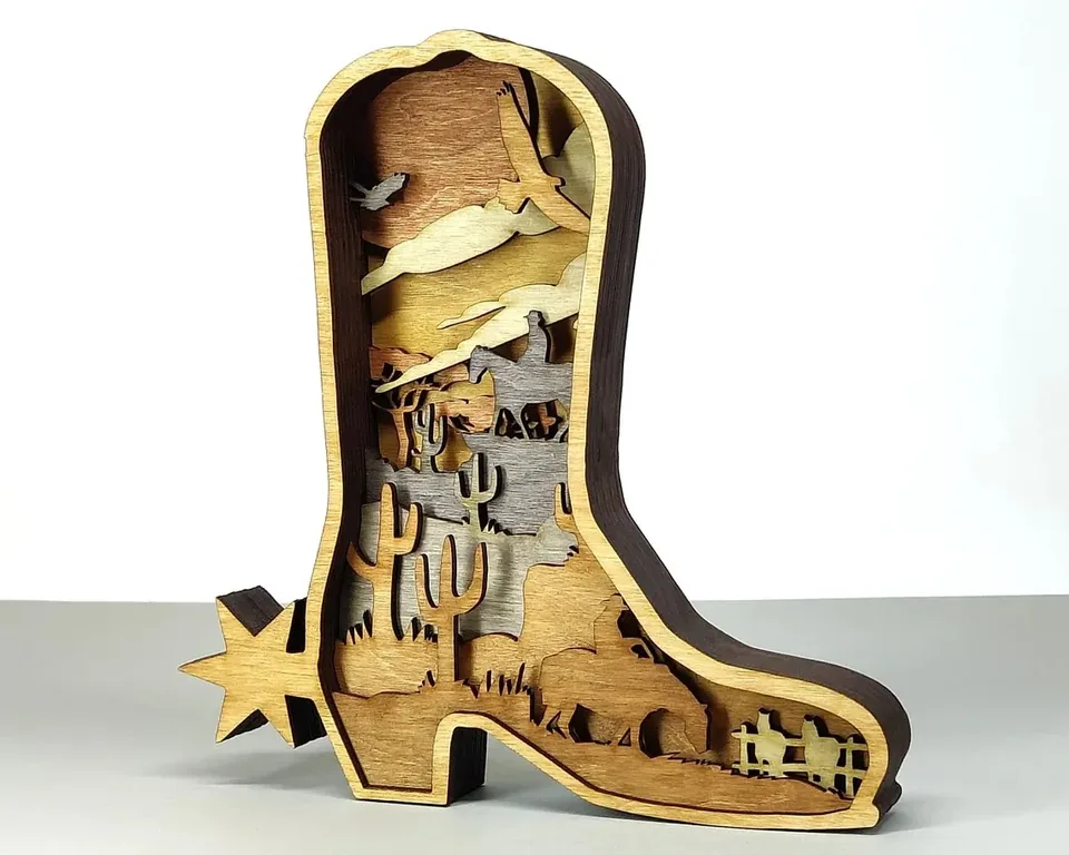 Cowboy Boots multi layered wall art