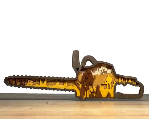 Chainsaw layered-art product photo