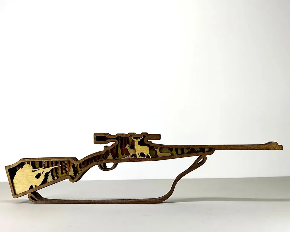 Deer Hunting Rifle multi layered wall art
