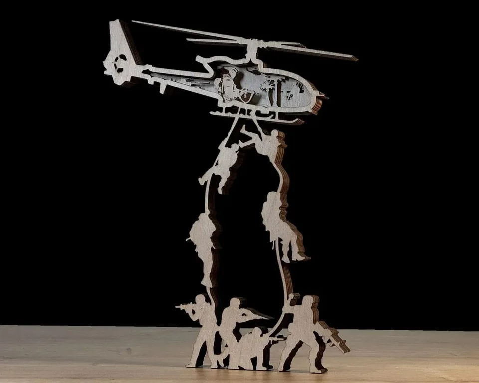 Military Helicopters Soldiers multi layered wall art